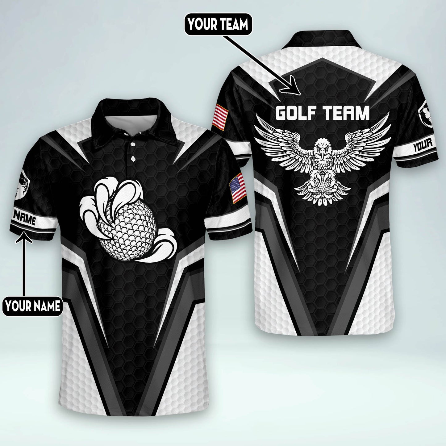 American Flag Golf Polo Shirt GM0389