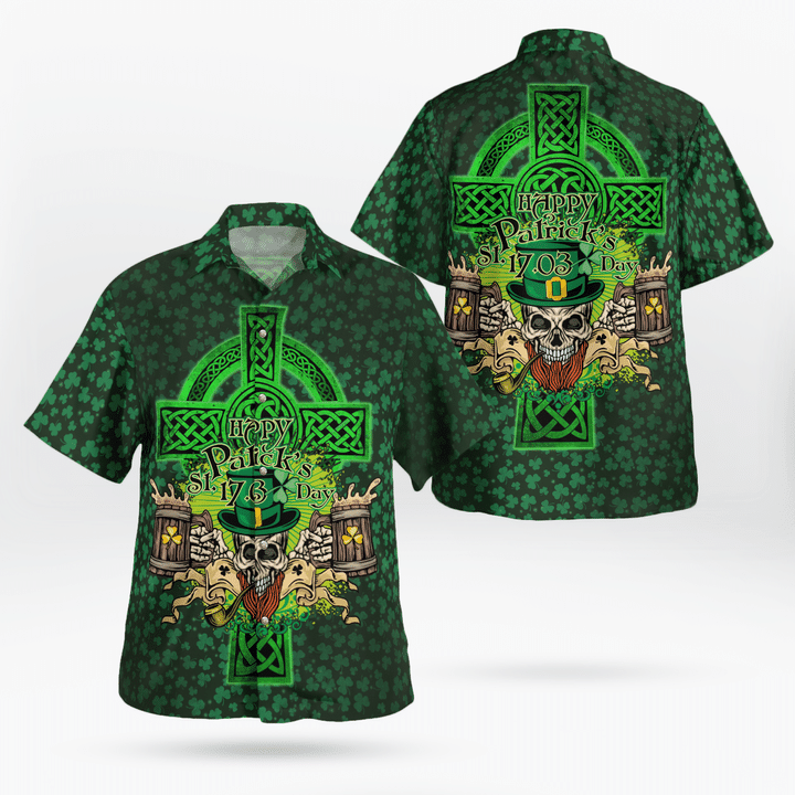 Happy St. Patrick's Day Cool Skull And Beer Hawaii Shirt - Gift For Irish PO0082