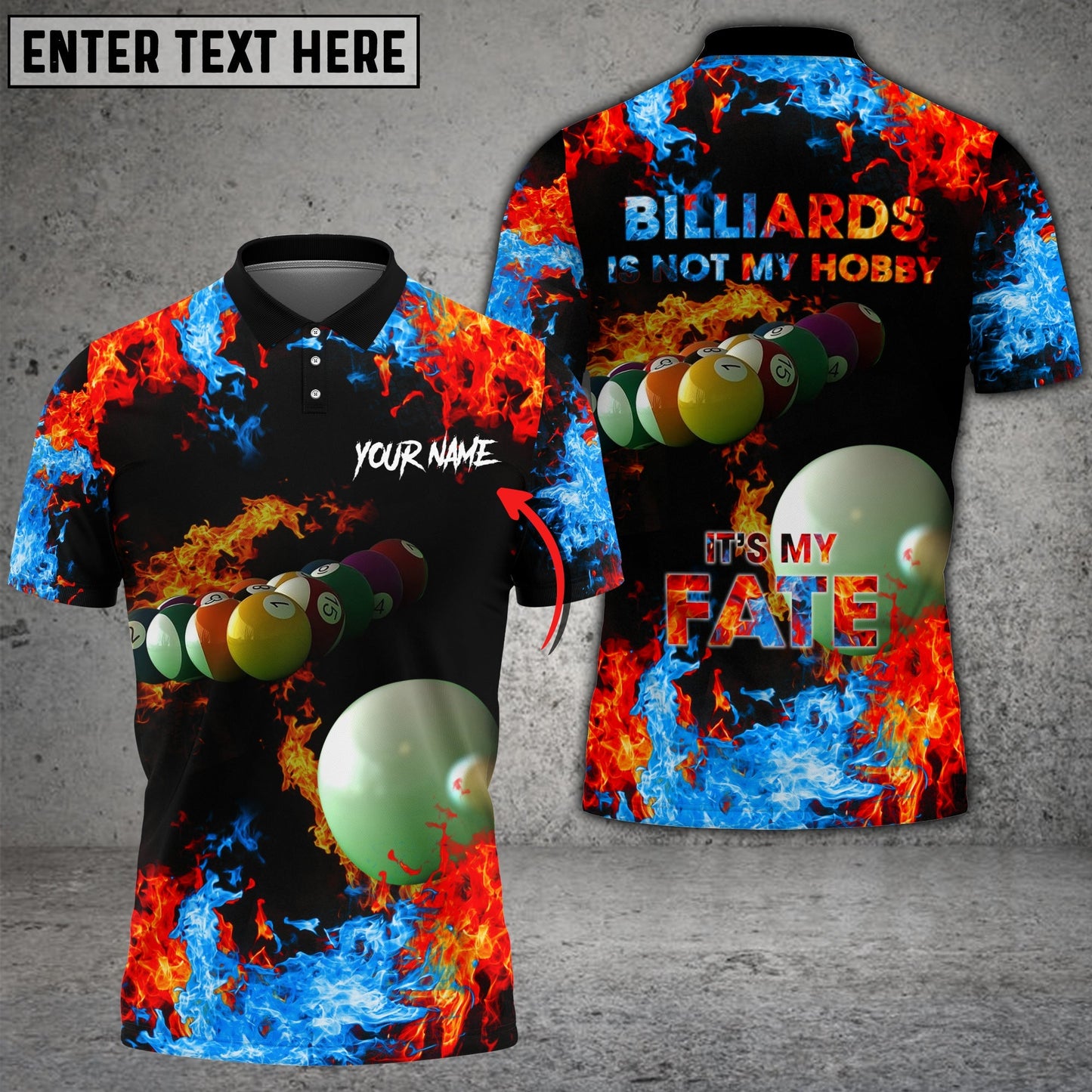 Tendpins Billiards Is My Fate Blue And Red Flame Personalized Unisex Shirt BIA0807