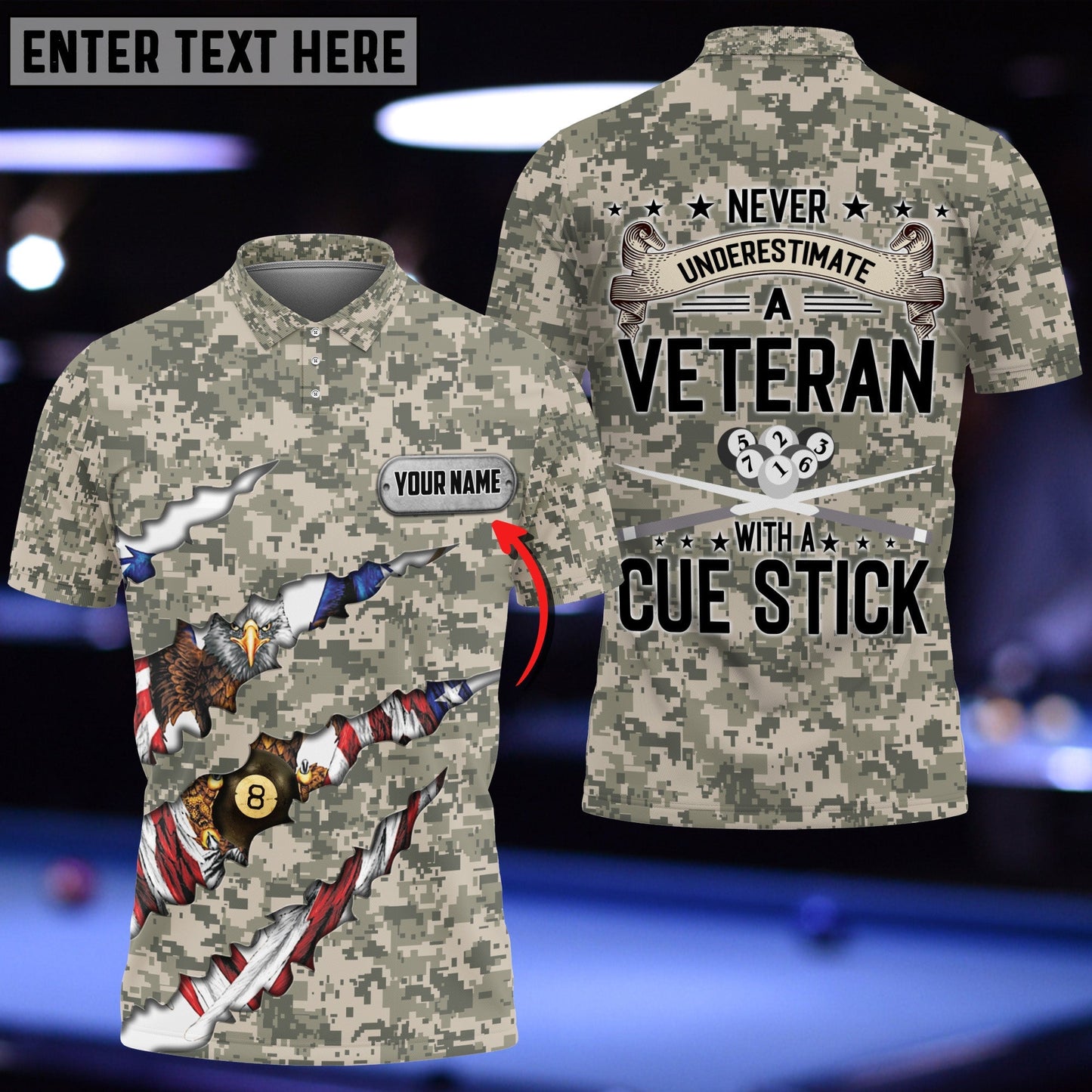 Tendpins Billiard Veteran With A Cue Stick Personalized Unisex Shirt BIA0063