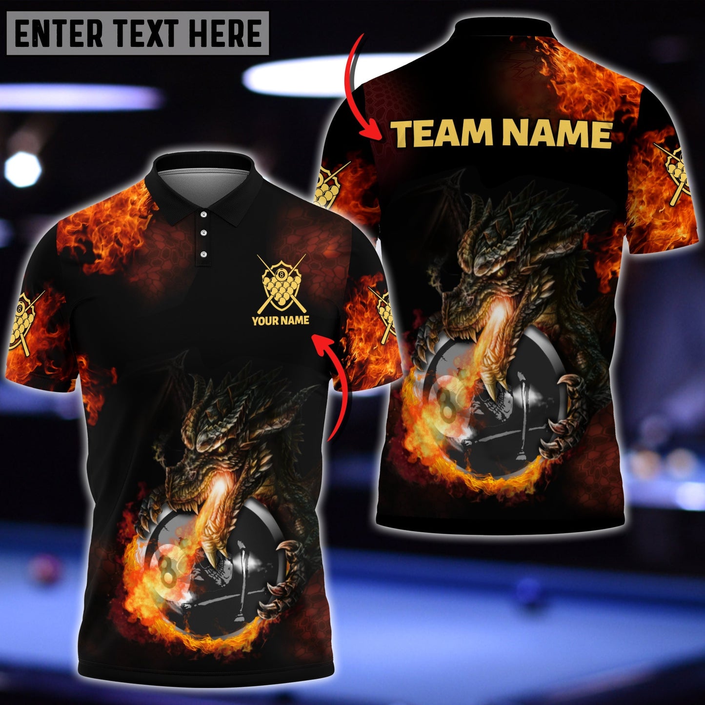 Tendpins Fire Dragon Billiards Personalized Unisex Shirt BIA0776