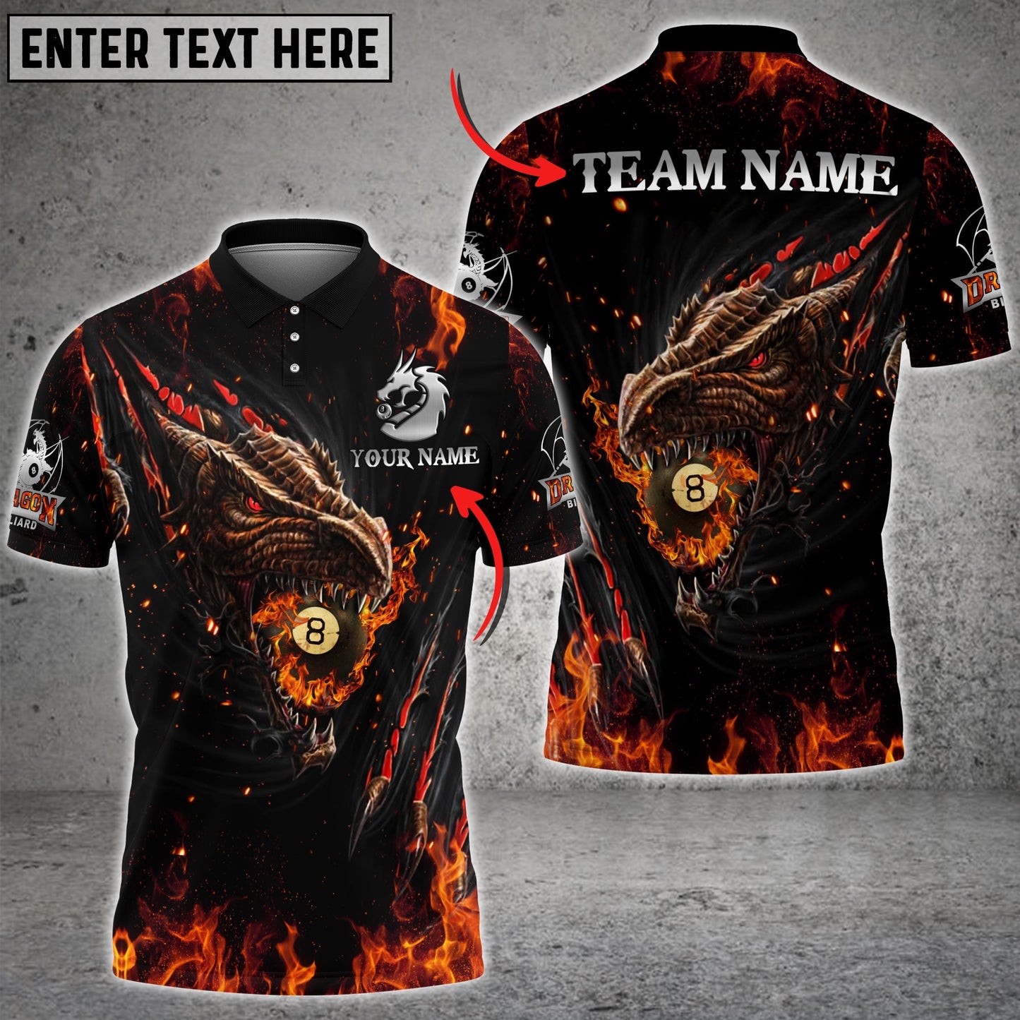 Tendpins Fire Dragon 3 Billiards Personalized Unisex Shirt BIA0023