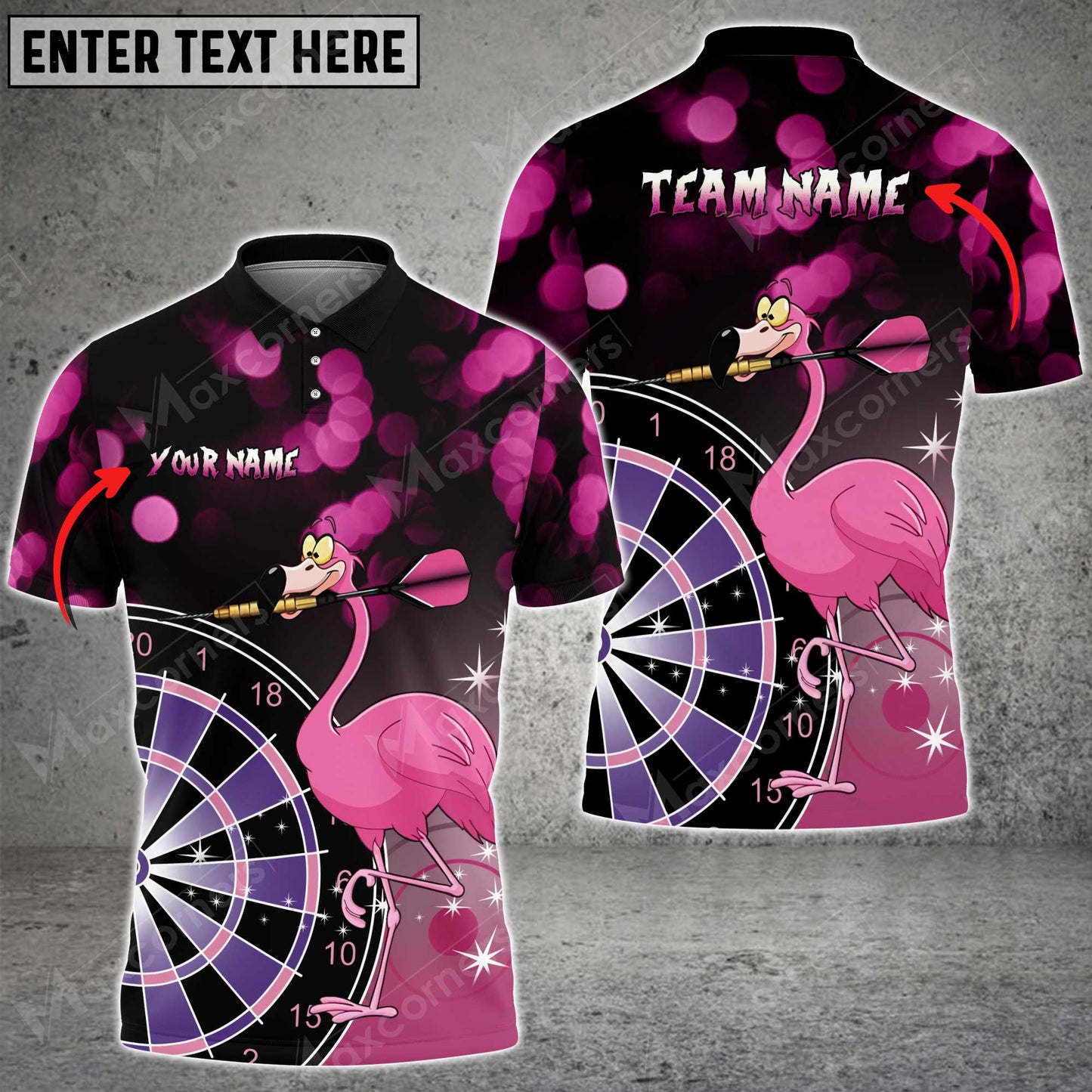 Tendpins Flamingos Darts Polo Shirt, Perfect Gift For Darts Lovers, Darts Players DMA0008