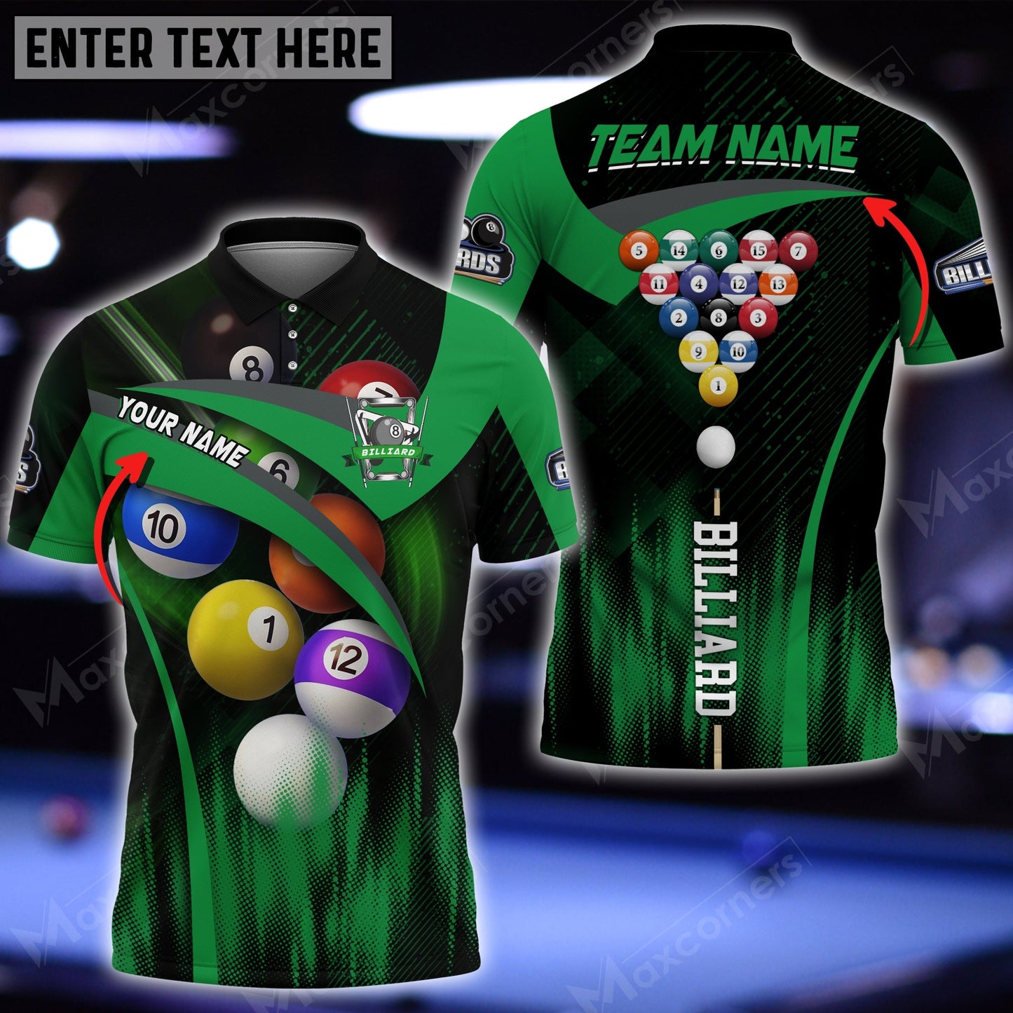 Tendpins Billiards Style Personalized Name, Team Name Unisex Shirt ( More Color Options ) BIA0734