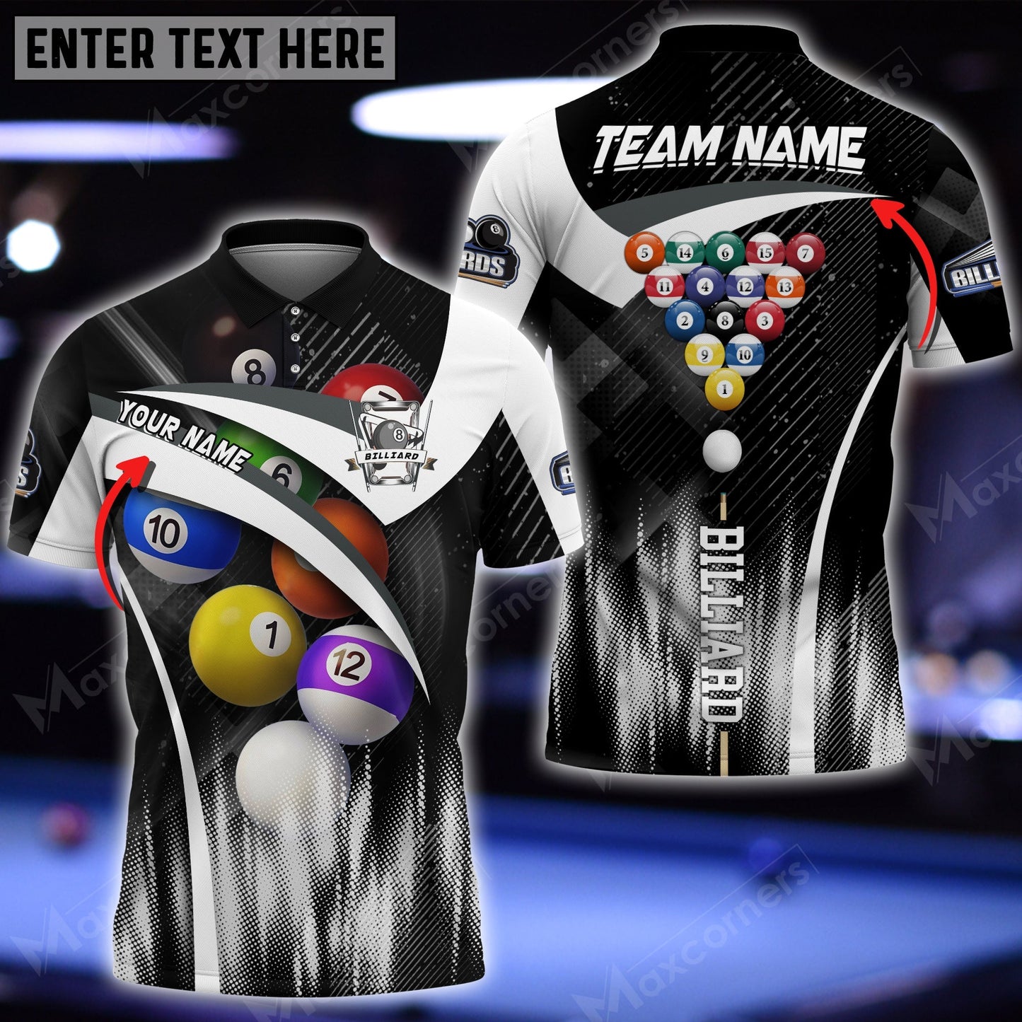 Tendpins Billiards Style Personalized Name, Team Name Unisex Shirt ( More Color Options ) BIA0734