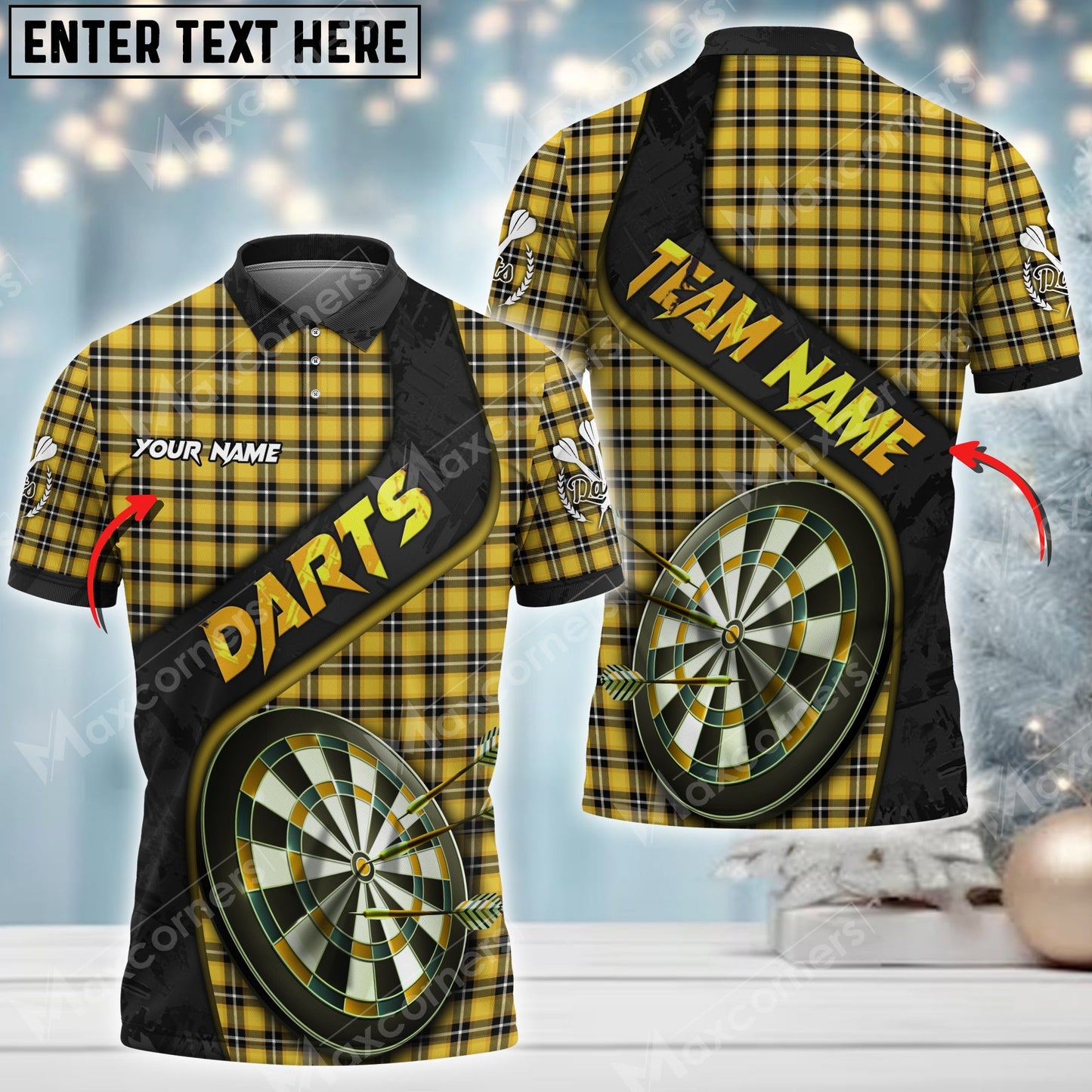 Tendpins Christmas Darts Plaid Color Options Personalized Name, Team Name Unisex 3D Shirt DMA0043