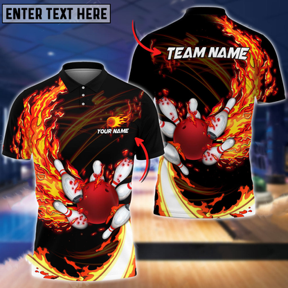 Breath Of Fire Bowling And Pins Multicolor Option Customized Name 3D Polo Shirt SO0532