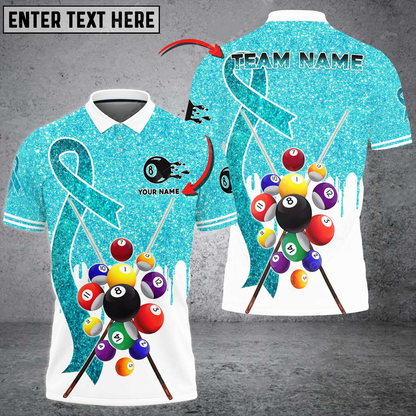 Billiard Awareness Edition Multicolor Option Customized Name 3D Polo Shirt, Perfect Gift for Women SO0628