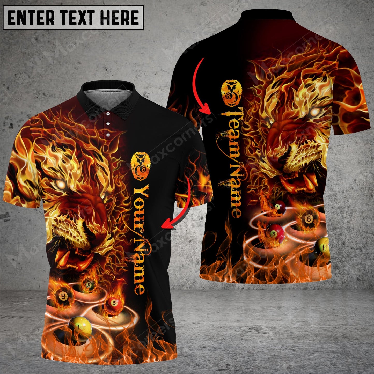 Tendpins Billiards Fire Lion King Personalized 3D Shirt BIA0357