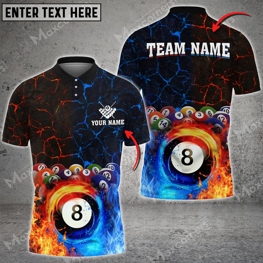 Tendpins Billiards 8 Ball Water And Fire Personalized Name 3D Shirt BIA0351