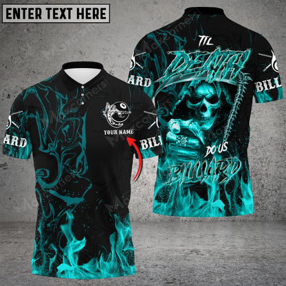 Tendpins Til Death Do Us Billiard Skull Personalized Name 3D Shirt (Multi Color Options) BIA0304