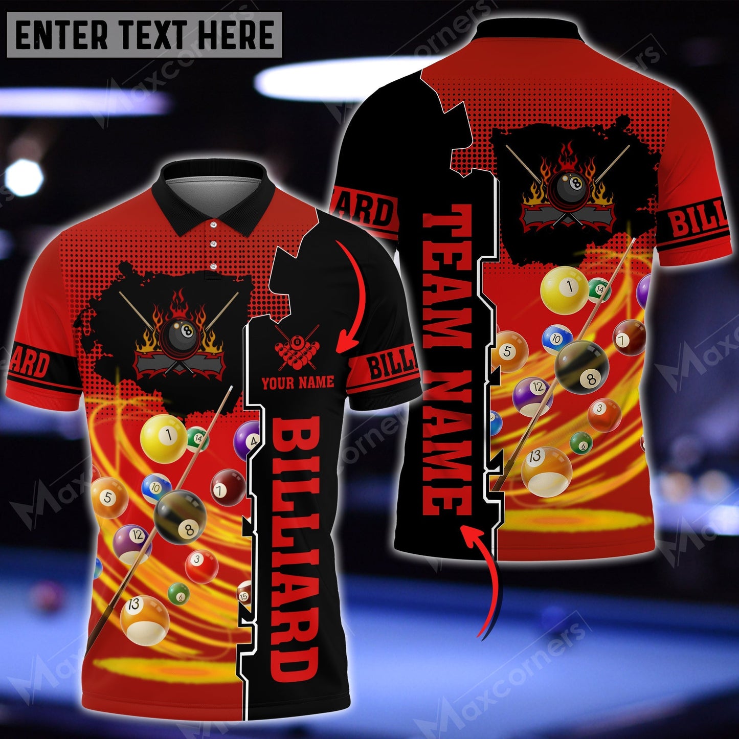 Tendpins Billiards Tornado Multi Color Options Personalized Name 3D Shirt BIA0301