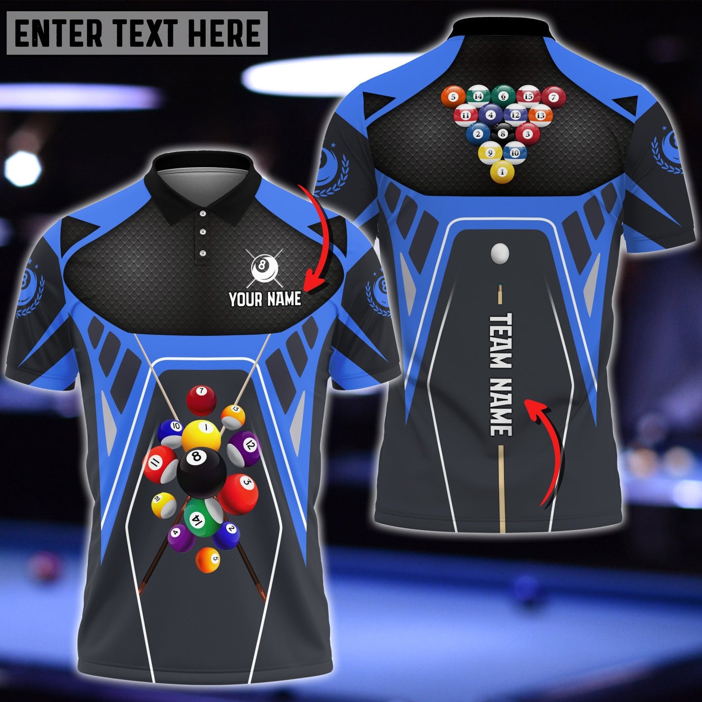 Tendpins Billiards Strategy Master Personalized Name 3D Shirt (Multi Color Options) BIA0746