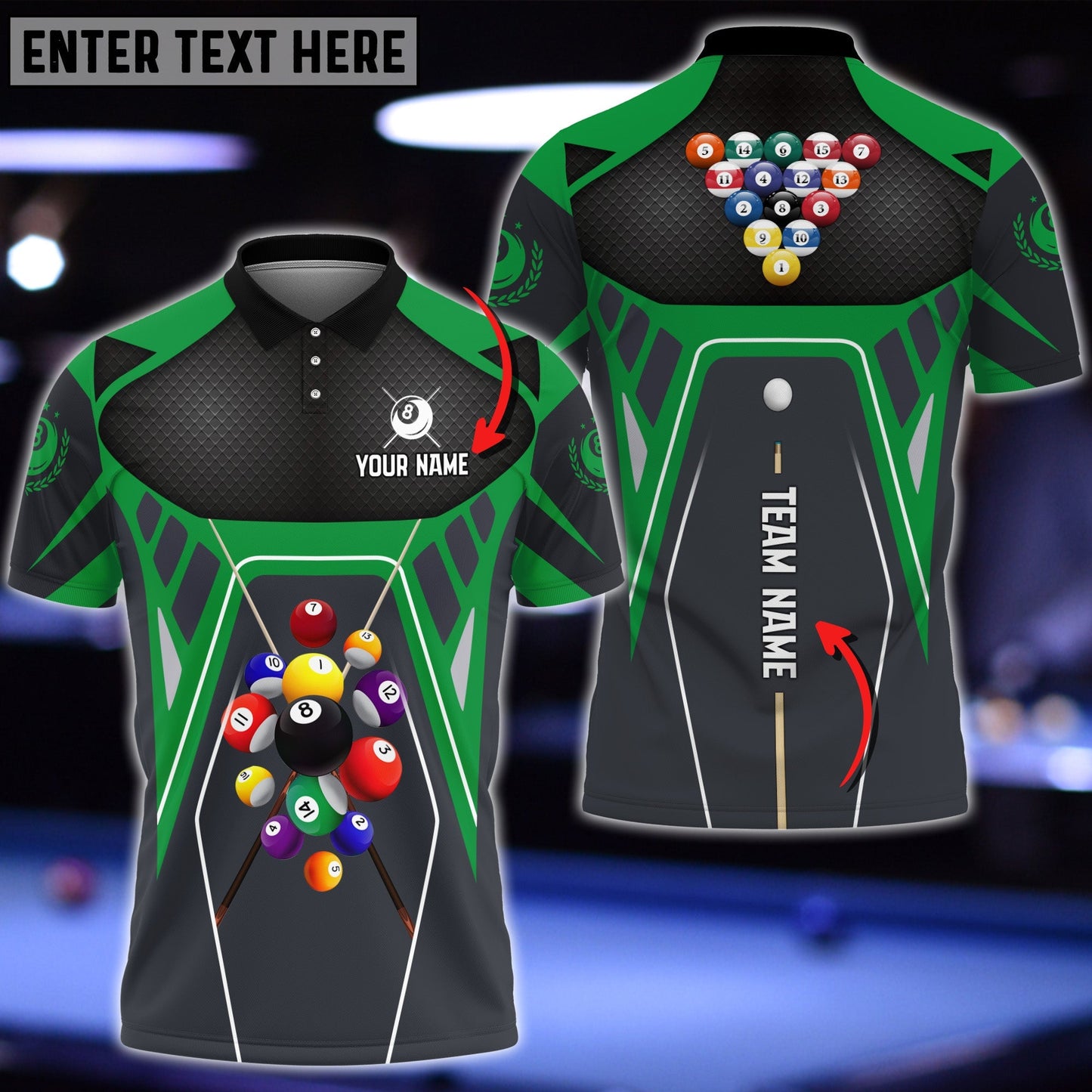 Tendpins Billiards Strategy Masters Green Personalized Name 3D Shirt BIA0750