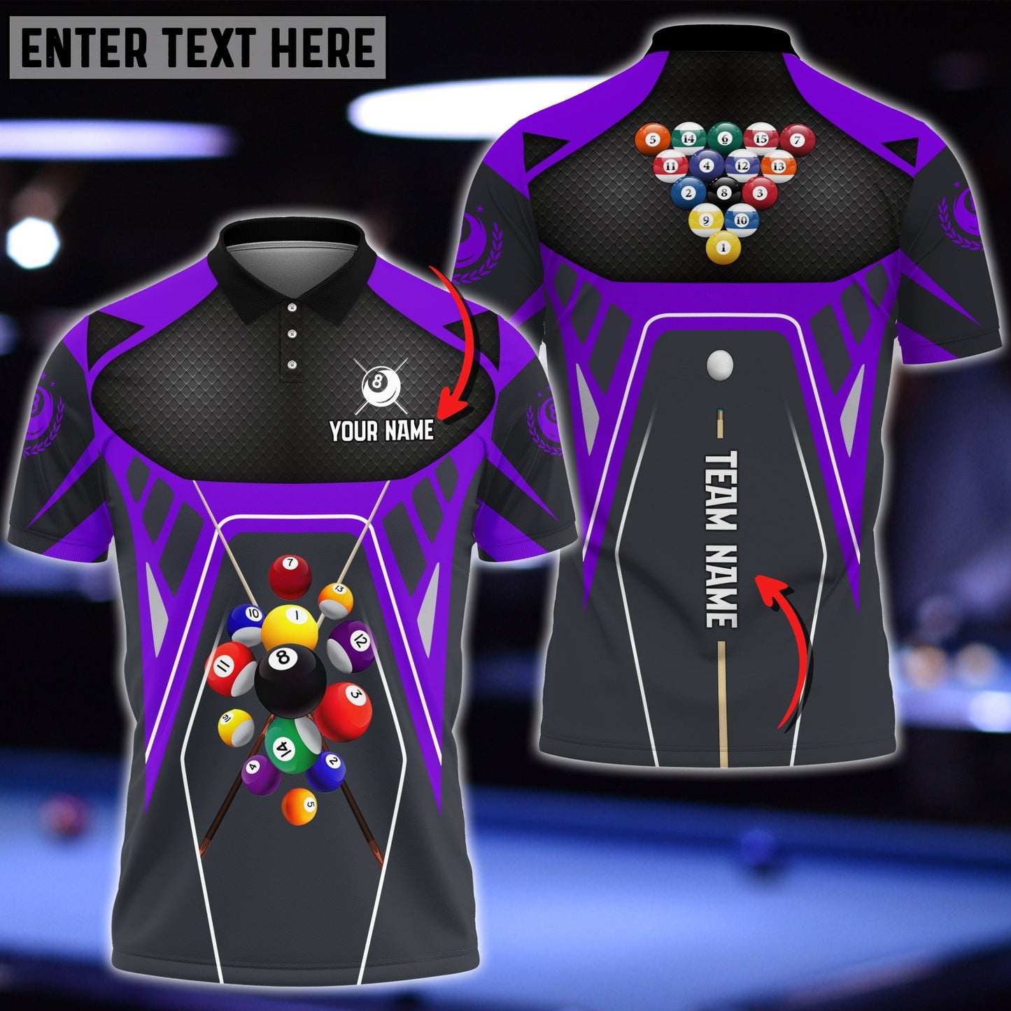 Tendpins Billiards Strategy Masters Purple Personalized Name 3D Shirt BIA0748