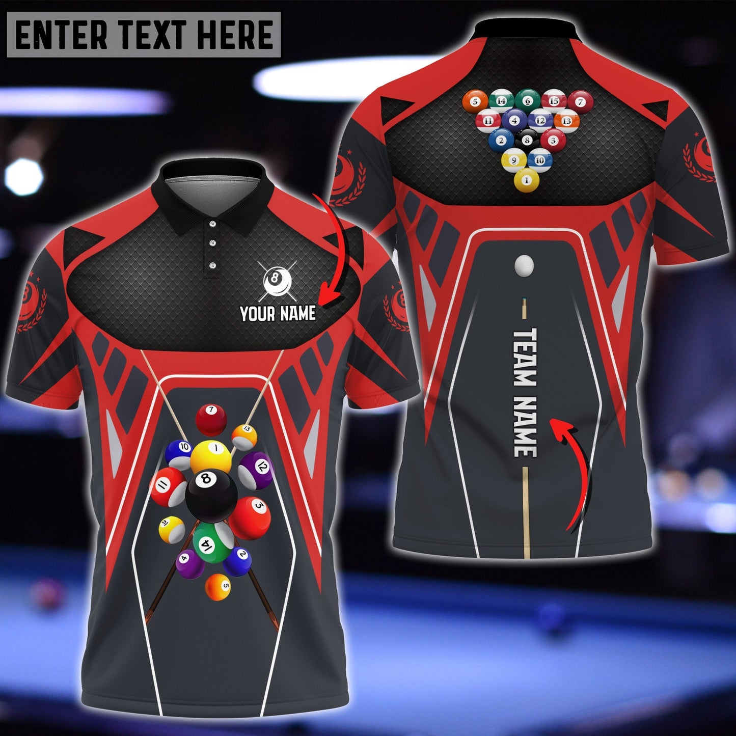 Tendpins Billiards Strategy Masters Red Personalized Name 3D Shirt BIA0749