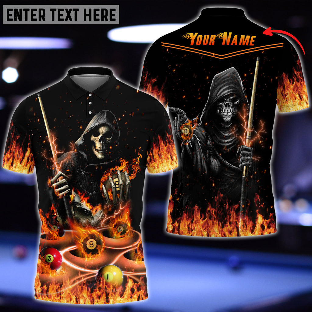 Billiards Fire Skull Personalized Name 3D Shirt SO1001