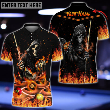 Billiards Fire Skull Personalized Name 3D Shirt SO1001