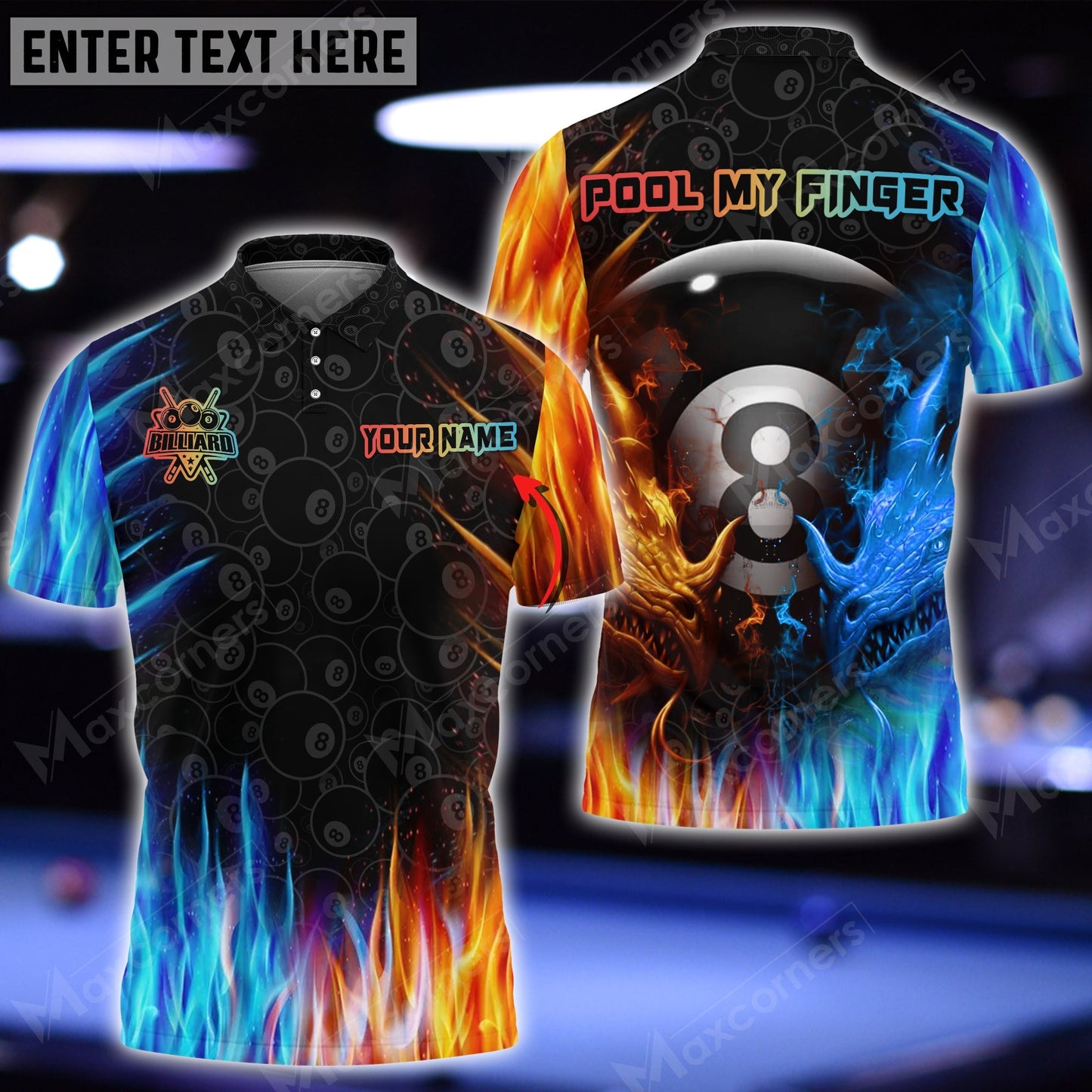 Tendpins Billiards Dragon Water And Fire Personalized Name 3D Shirt For Dave Luce BIA0102