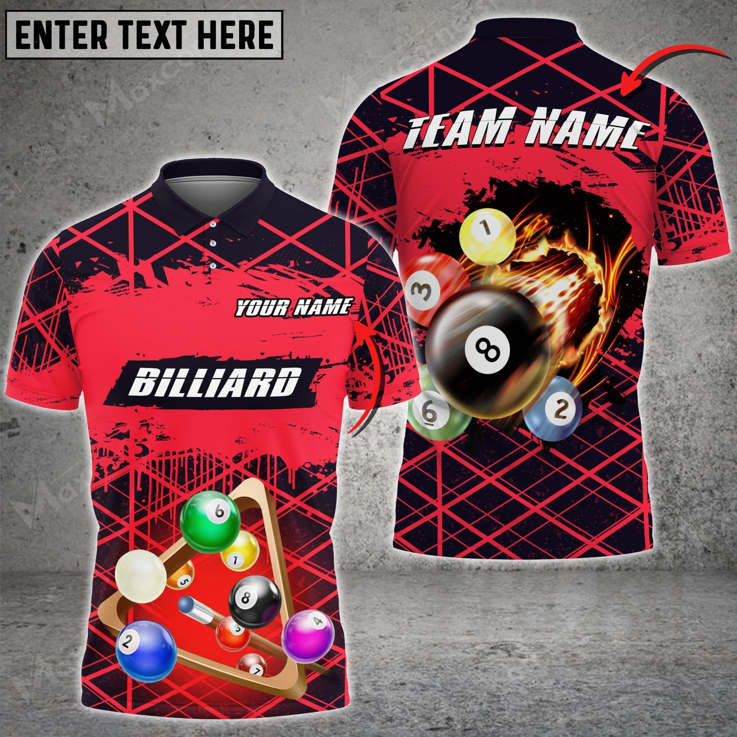 Tendpins Billiards Space Shape Grunge Multicolor Option Customized Name 3D Shirt BIA0479