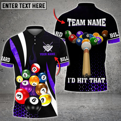 Tendpins Billiards I'd Hit That Multi Color Options Customized Name 3D Shirt BIA0438