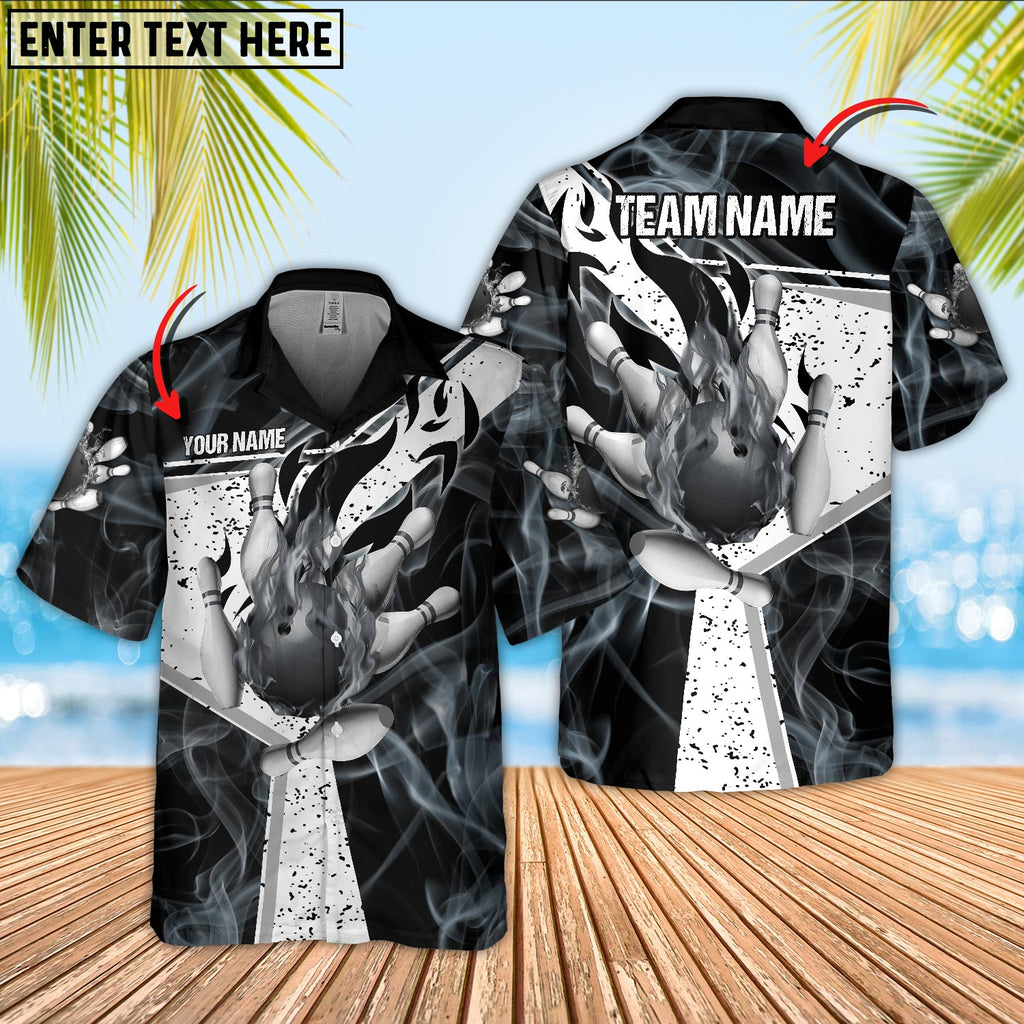 Custom Cyan Flame Bowling Hawaiian Shirt Team For Men, Custom Flame Bowling Team Shirt HO5661