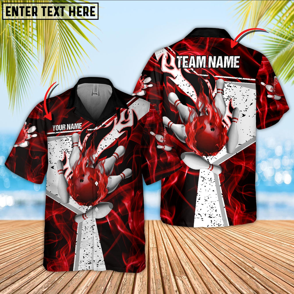 Custom Cyan Flame Bowling Hawaiian Shirt Team For Men, Custom Flame Bowling Team Shirt HO5661