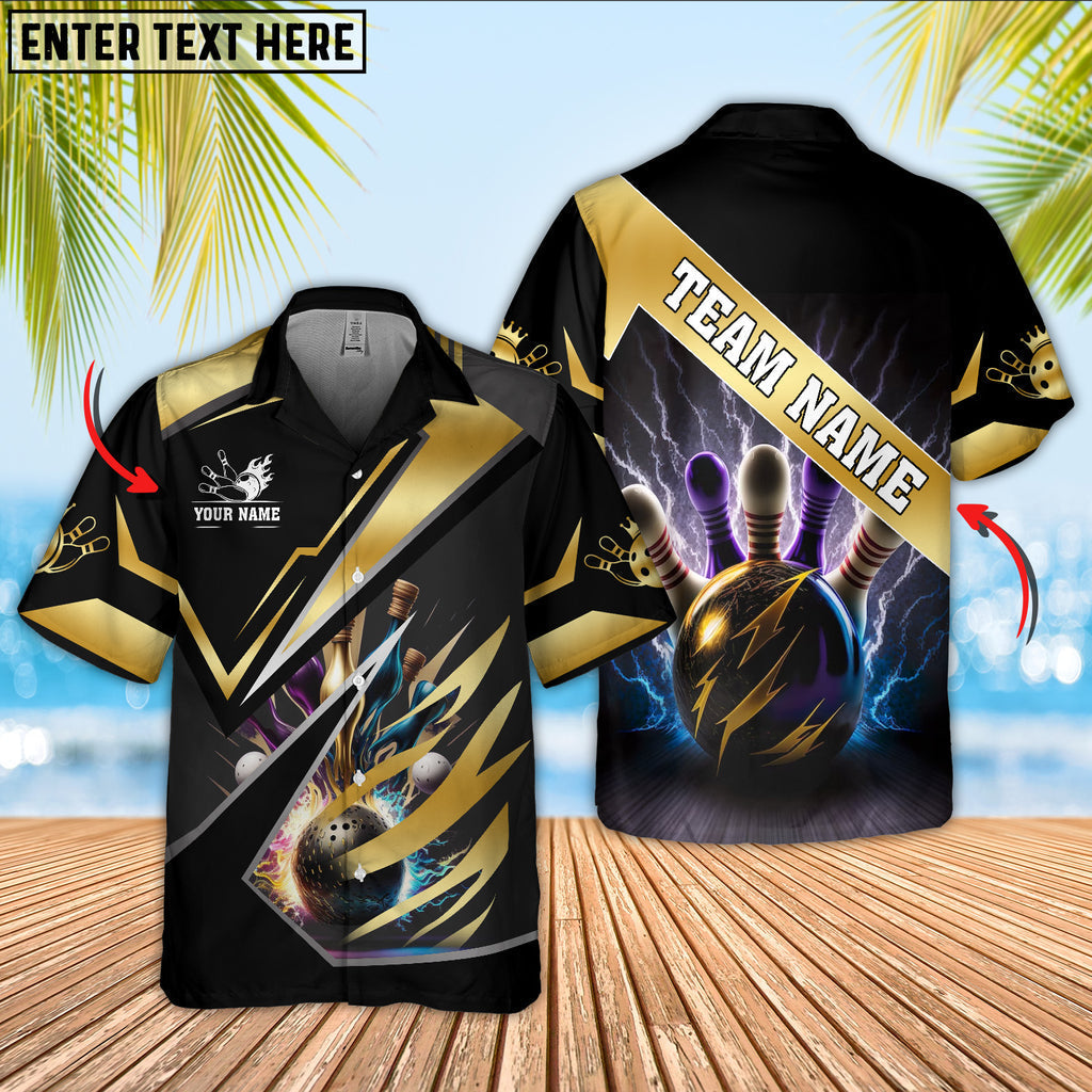 Custom Team Black Bowling Hawaiian Shirt For Men, Custom Bowling Shirt HO5664