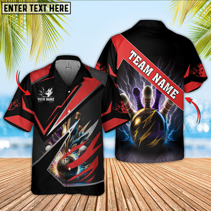 Custom Team Black Bowling Hawaiian Shirt For Men, Custom Bowling Shirt HO5664