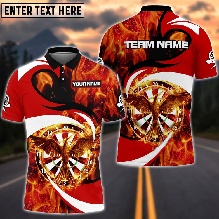 Tendpins Flaming Phoenix Darts Multicolor Option Personalized Name 3D Shirt DMA0185