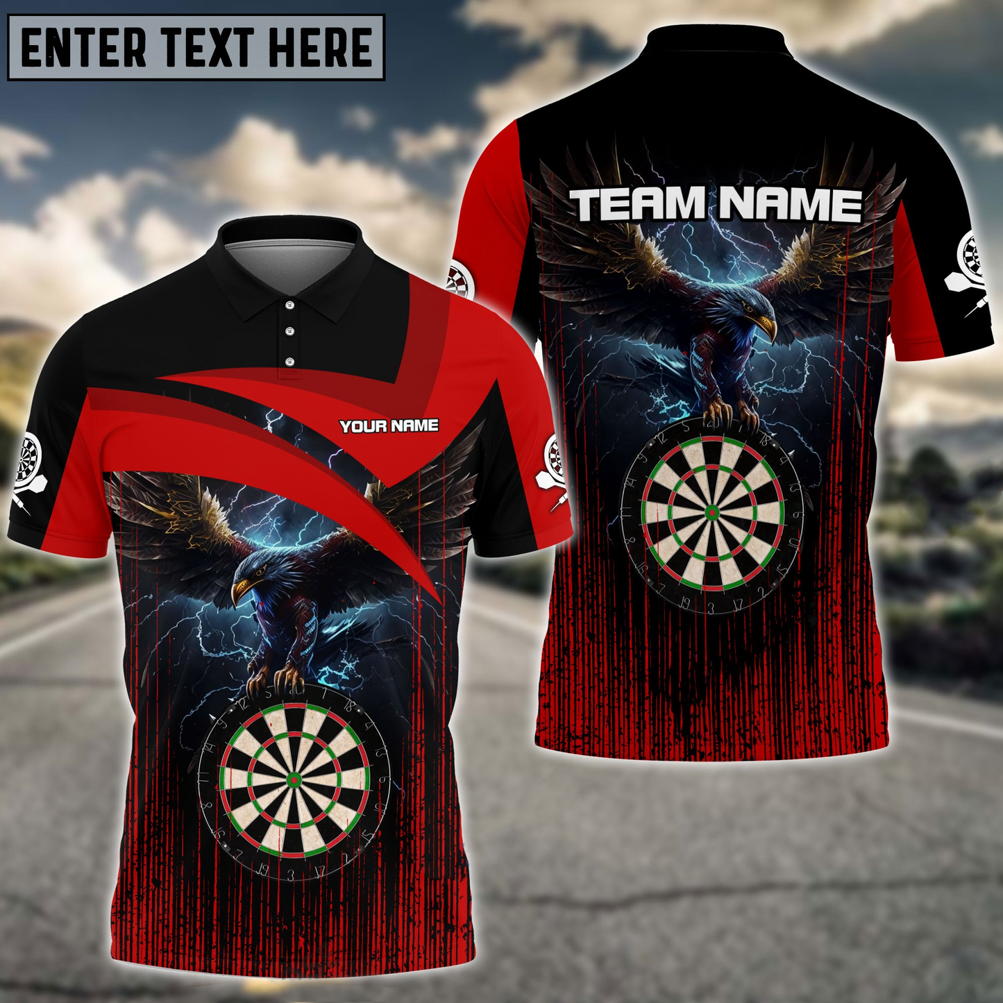 Tendpins Dart Board Eagle Any Color Personalized Name Team Dart Polo Shirt for Men Women DMO0073