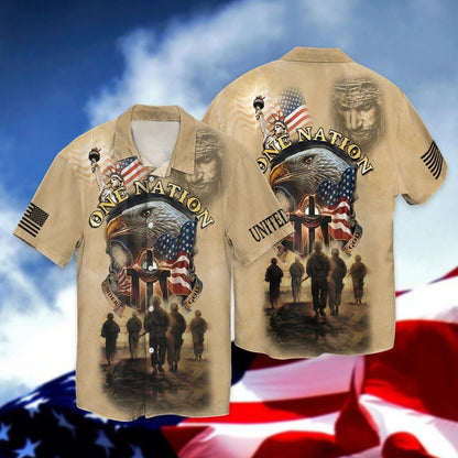 One Nation Under God 3D Tee Shirt, Veteran American Patriotic Full Print Shirt Hoodie, Independence Day 3D Hawaiian Shirts TO0222