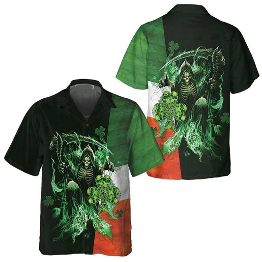 Hawaiian Aloha Shirts St Patrick's Day Irish Grim Reaper PO0104