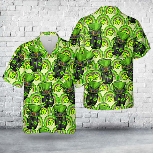 Hockey Ball Shamrock St Patricks Day Hawaiian Shirt, Hawaiian Shirt for Men Dad PO0049