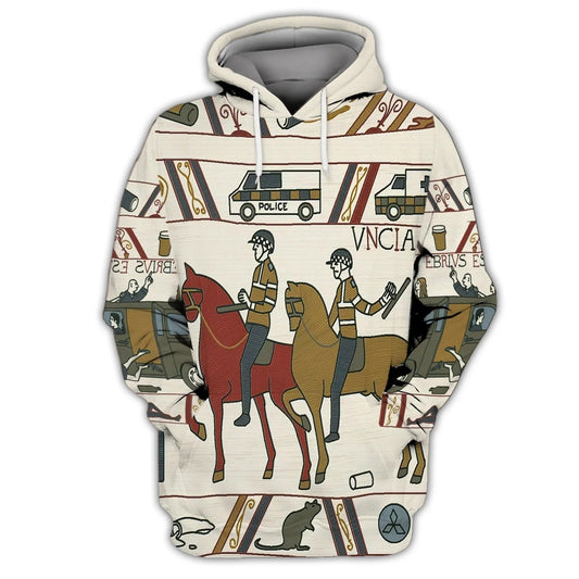 Bayeux Kicking Out Time 3D All Over Print Shirt Men Women, Cute Police Hoodie Hawaiian Shirt TO2753