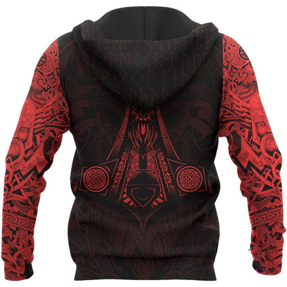 Vikings Hoodie The Raven Red Of Odin Tattoo Hoodie, Viking On Hoodies For Him Her SO0490