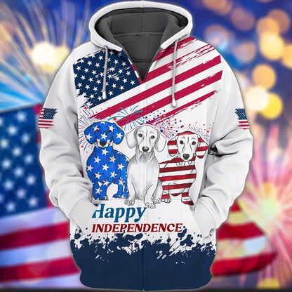 Happy Independence Day 3D All Over Print Shirt, Dog In Usa Flag 4Th Of July Hoodie 3D Bomber TO0142