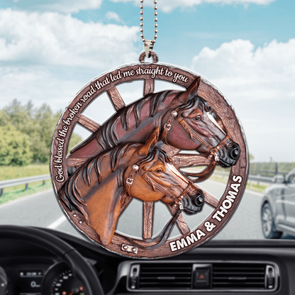 Personalized Ornament Horses Wagon Wheel Couple Ornament Horse Lovers Gifts OO0986