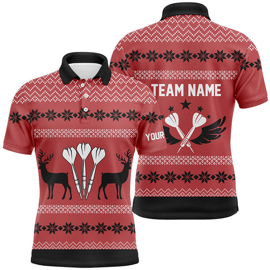 Tendpins Personalized Darts Christmas Reindeers Red Polo Shirt Custom Darts DMA0075