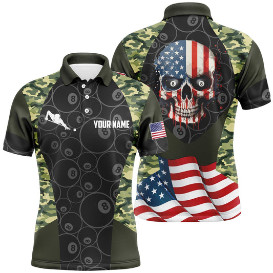 Tendpins Billiard Camouflage Skull Flag Custom Billiard Polo Shirts BIA0535