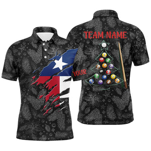 Tendpins Merry Christmas Texas Flag Billiard Personalized Name 3D Shirt BIA0333