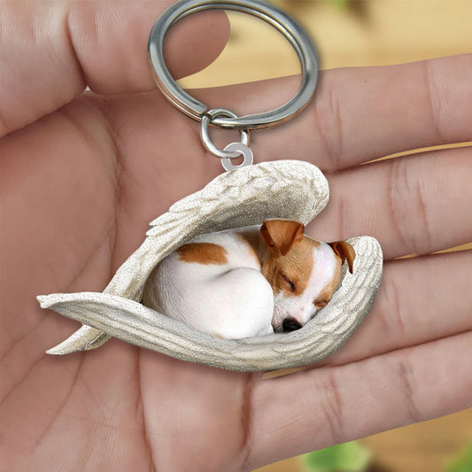 Jack Russell Terrier Sleeping Angel Acrylic Keychain Dog Sleeping keychain KO0164