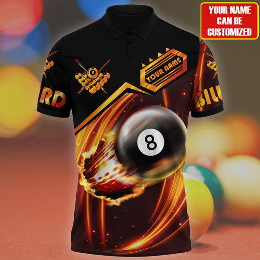 Custom Name Billiard Player Polo Shirt, 3D Print Tshirt For Billiard Men Women, Billiard Uniform Club SO0807