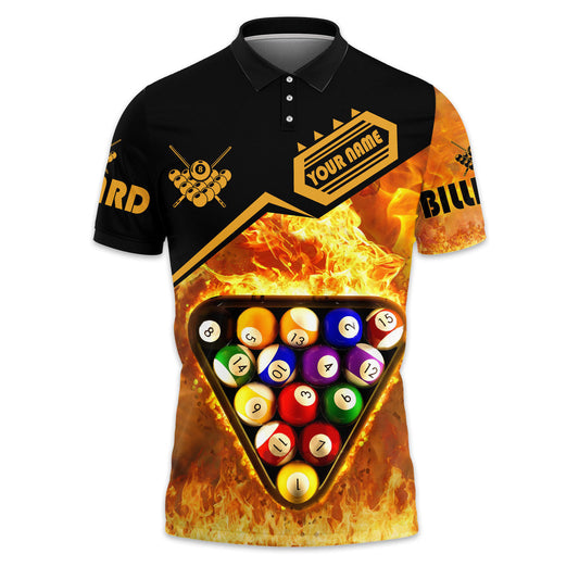 Personalized Cue Ball Fire Polo Shirt, Perfect Shirt for Billiards Player, Team SO1394