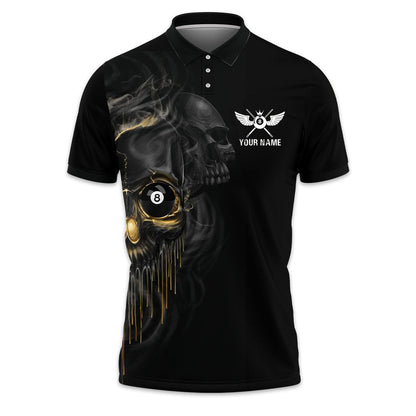 Skull Billiards Polo Shirt, Black Skull Billiards Shirt Design For Men, Scary Gift Idea SO0759