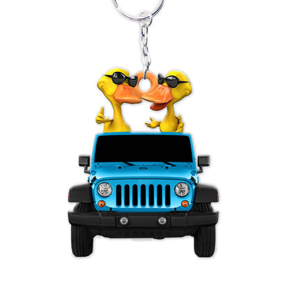 Duck Off-Road Car Happy Moment - Personalized Flat Keychain - Gift For Off-Road Car Lovers KO0002