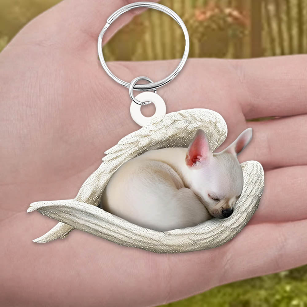 Chihuahua Sleeping Angel Acrylic Keychain Dog Sleeping keychain Dog Keychains KO0195