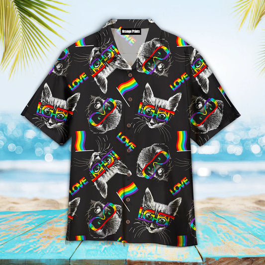 Kitten Puppy Faces With Glasses LGBT Symbols Aloha Hawaiian Shirts HO1443