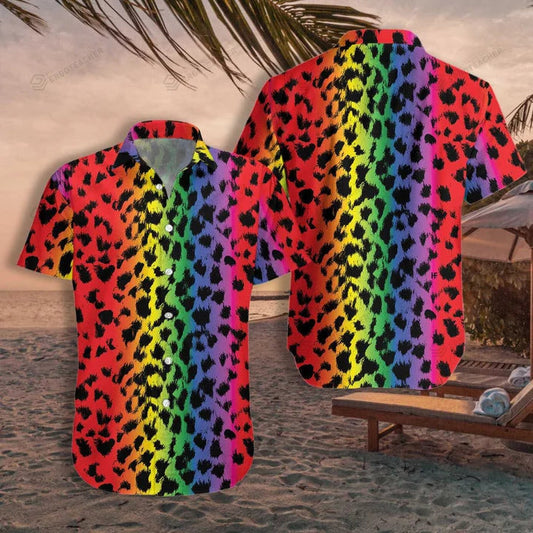 Leopard Skin With Rainbow Color Lgbt Hawaiian Shirt, Rainbow Shirt, Pride Shirt, LGBT Shirt HO1445