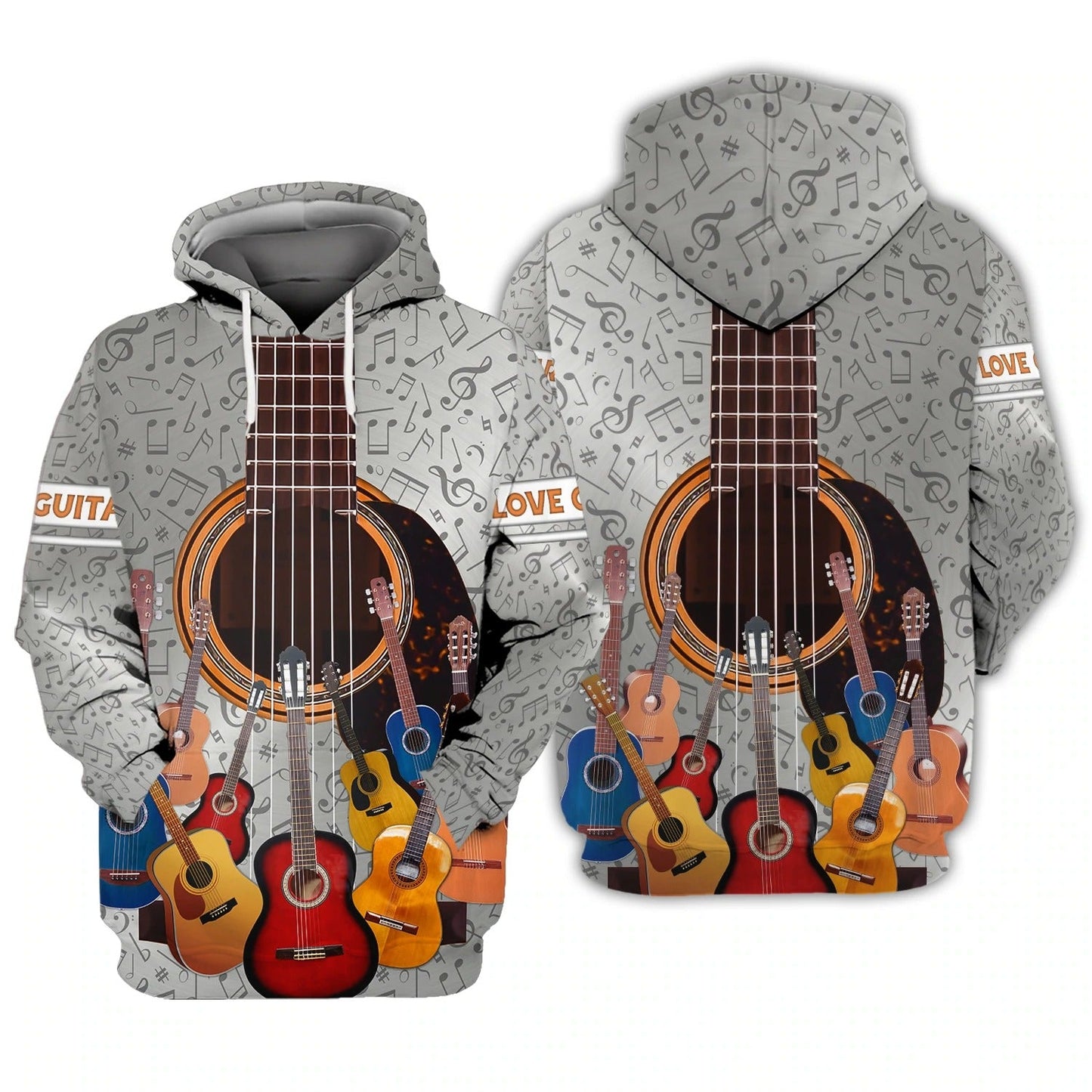 3D Full Print T Shirt For Guitarist, Gift For Guitar Lover, Guitar Sublimation Shirt Hoodie, Love Guitars 3D Bomber TO0205